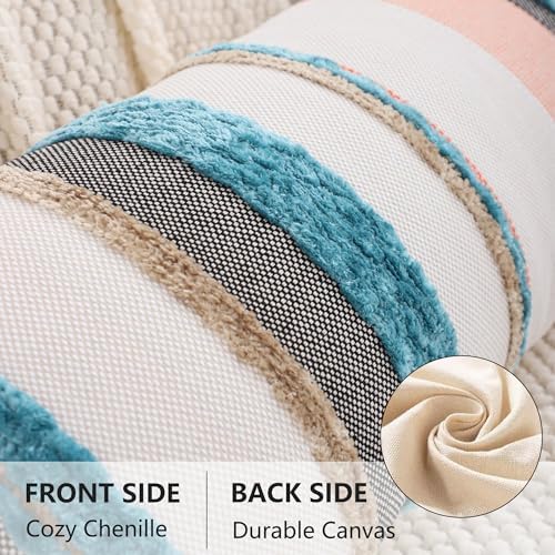 Coastal Lumbar Throw Pillow Cover 14x36 Boho Decor Turquoise Blue