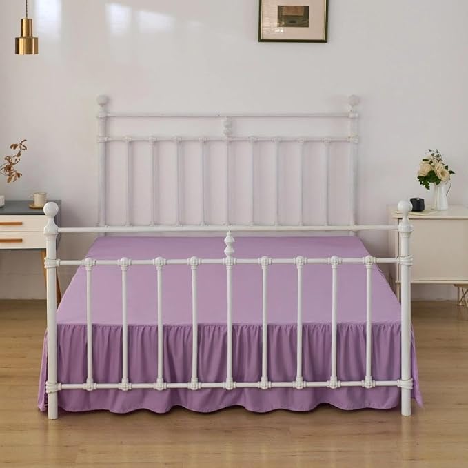 Bed Skirt Full Size Ruffled Bed Skirts with Split Corners | Light Purple 18 Inch Drop Dust Ruffle Bed Skirt with Platform, 18" Full, Light Purple