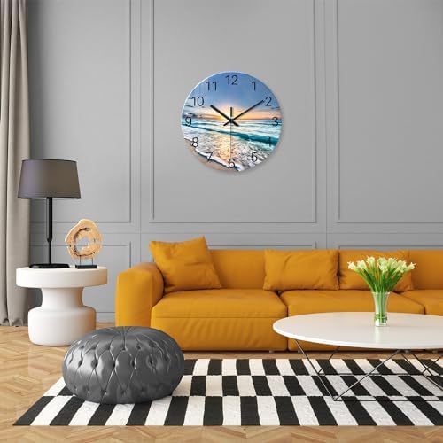 Blue Coastal Wall Clocks Battery Operated 16 Inch