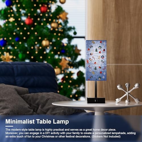 Bedside Table Lamp for Bedroom with 2USB Ports, 14-Inch, NavyBlue
