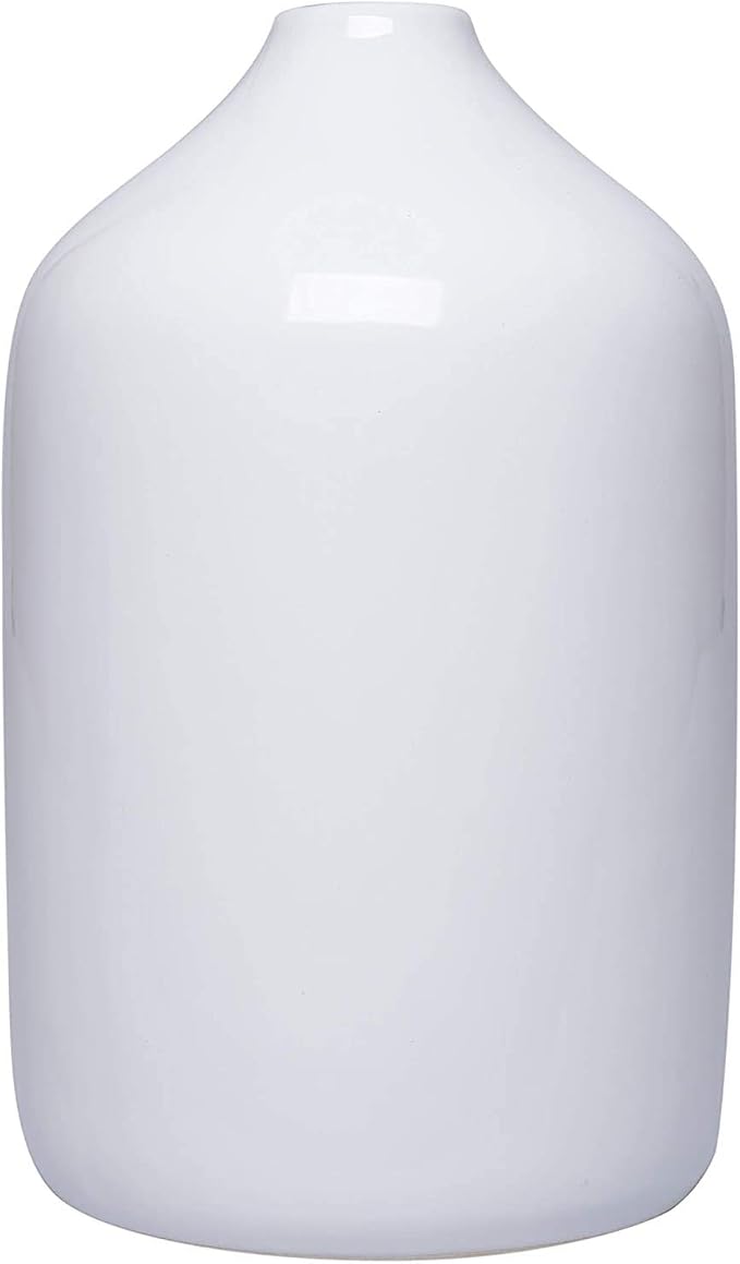 Hosley 8-Inch White Ceramic Vase, Glazed Decorative Floral Vase for Weddings, Centerpieces, Garden Parties, Home, Office & Spa Décor