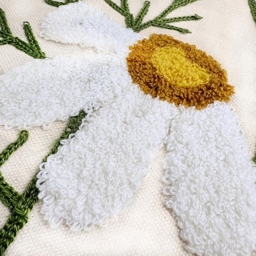 Alysheer Floral Embroidered Throw Pillow Cover 18"x18" Set of 2 White Daisy
