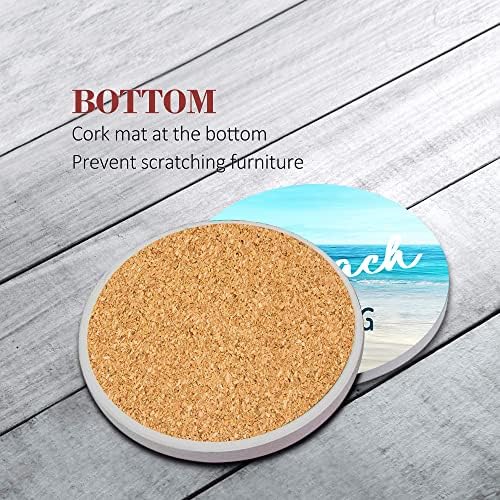 Britimes Coasters for Drinks, Set of 6, Ceramic Stone, Beach Teal