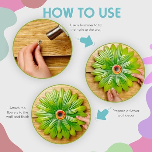 Zhehao 6 Pcs Metal Flower Wall Art Decor 10 Inch Sunflower Wall Decorations Hanging Outdoor Art Multicolored Handmade Metal Flowers Outdoor Decor(Elegant Color)