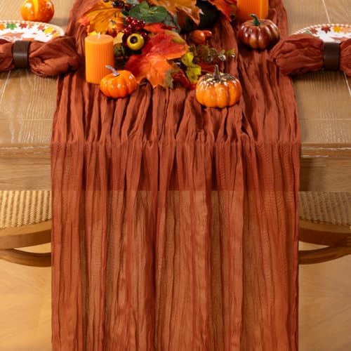 6 Pack Cheesecloth Terracotta Table Runner 10ft Rustic Gauze Decor