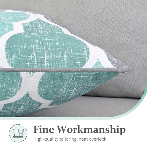 Beauoop Throw Pillow Covers 20x20 for Couch Sofa Moroccan Aqua Gray 2 Sets