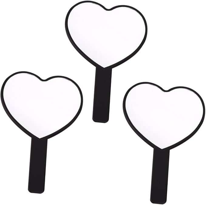 Beaupretty 3pcs Heart Makeup Mirror Heart Shaped Mirror Handheld Cosmetic Mirror Vanity Mirror
