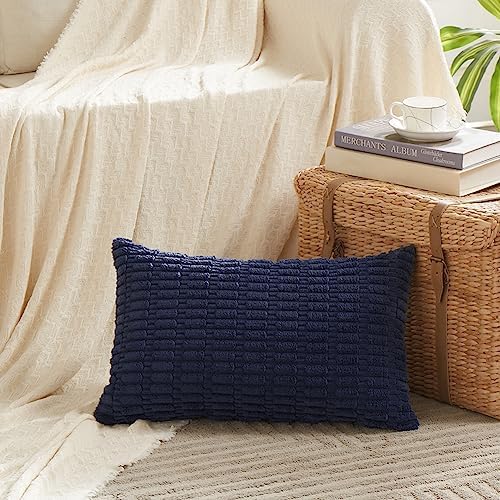 Fancy Homi 4 Packs Decorative Throw Pillow Covers for Living Room Couch Bed, Modern Farmhouse Boho Home Décor Accent Cushion Case, 24" x 14", Navy Blue
