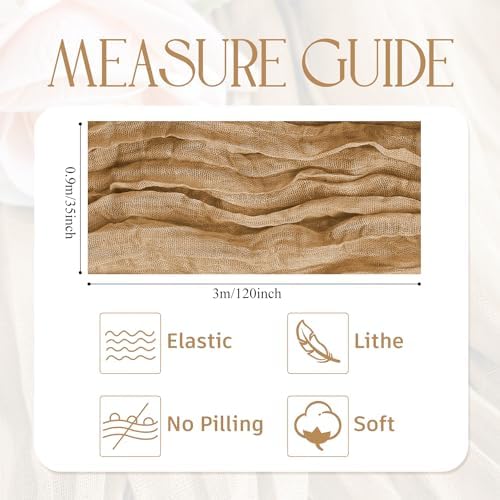 Wokceer Cheesecloth Table Runner Khaki 10FT Boho Gauze Runner for Party