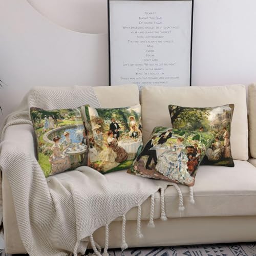 Victorian Garden Throw Pillow Covers Set of 4 Decorative Soft Double Sided Print Pillow Case Farmhouse Home Decor for Living Room Sofa Couch 18x18