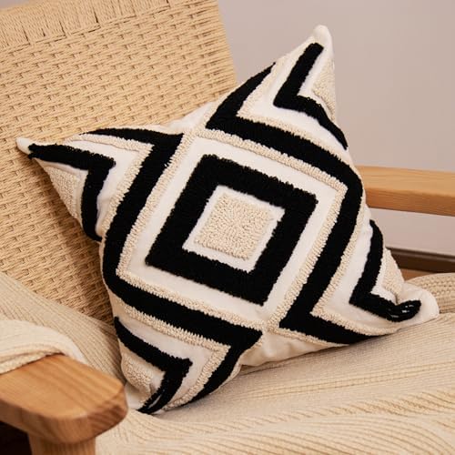 lifein 18x18 Pillow Covers-Throw Pillow Cover Tufted Boho Jacquard Pillow Covers Farmhouse Decorative Pillow Cover Pillow Cases for Gift Couch Sofa Bed Chair Living Room Home Decor