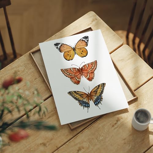 Prints Made Perfect Orange Butterfly Wall Art – Watercolor Butterfly Print – Botanical Insect Nature Decor – Cottagecore Bedroom Wall Decor – 11x14 Unframed Linen Paper