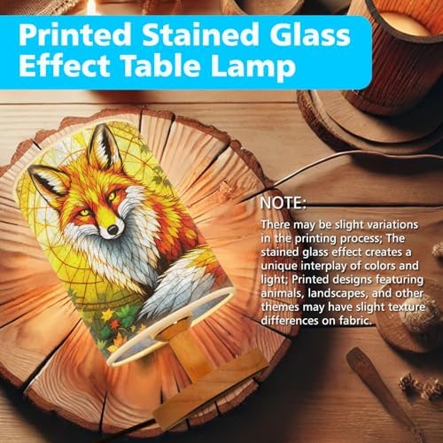 Butterfly Table Lamp LED 3-Color Pressed Bedside, Shade Lamp with Wood Base for Bedroom Living Room Desk Office TL01 (Fox Table Lamp)