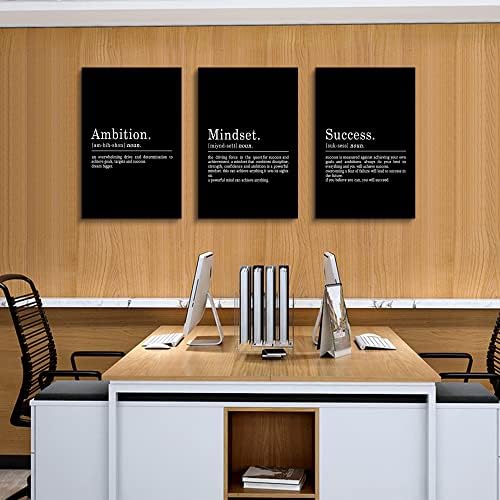 Inspirational Canvas Painting Wall Art -EPHANY ART, Motivational Wall Art Success Framed Entrepreneur Poster Positive Quotes Wall Poster for Home Office Workplace (M-3pcs,16x24inchx3pcs)