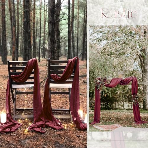 20 Pack Burgundy Table Runner 10Ft Burgundy Cheesecloth Table Runner Boho Gauze Table Runners Long Romantic Sheer Fabric Cheese Cloth Table Runners for Wedding Party Bridal Shower