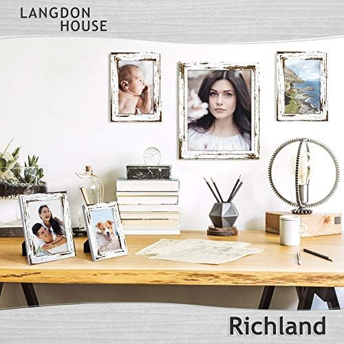 Langdon House 4x6 Picture Frames (Distressed White, 6 Pack) Farmhouse Style, Richland Collection