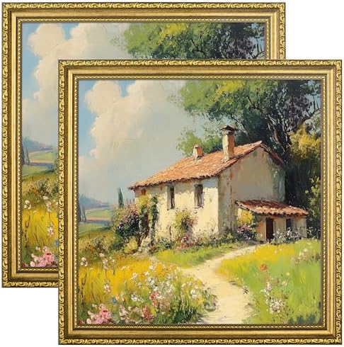 eletecpro 12x12 Vintage Picture Frame, Glass Cover, Gold, 2-Pack