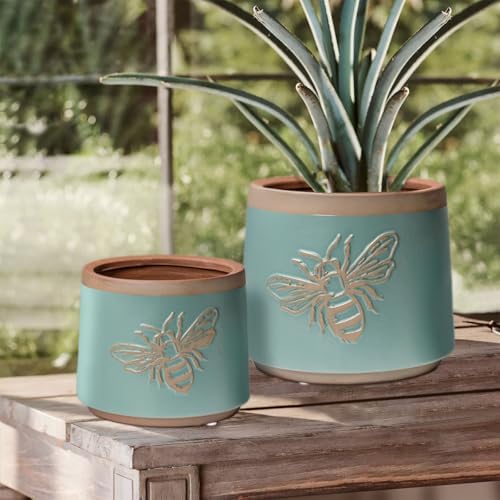 Terracotta Pots, 6+4 Inch Plant Pots, 2 Pcs with Drainage Holes
