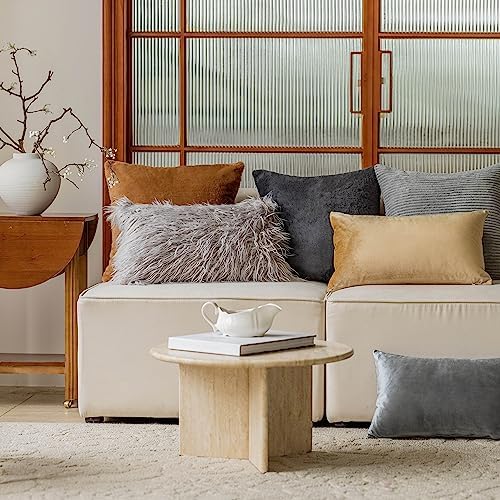 Home Brilliant Gold Velvet Throw Pillow Cover Lumabr Pillow Cover 12x20 Accent Throw Pillows for Sofa Living Room Wedding Lounge Party Holiday Decorations, Set of 2, 12x20 Inch, Gold