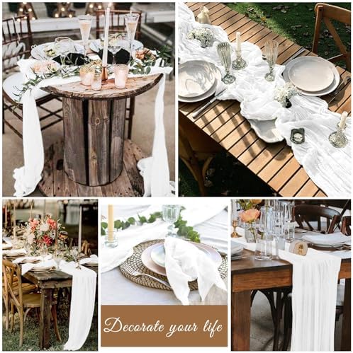 20 Pack Cheesecloth Table Runner 17 x 108 Inch, White