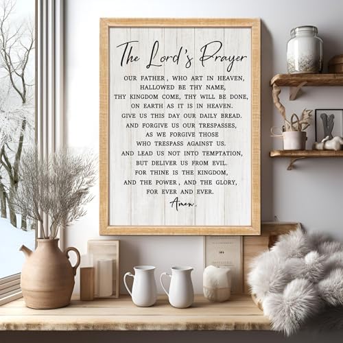 The Lord’s Player Rustic Bible Verse Framed Wall Art, 11''×16'' Narrow Positive Religious Christian Saying Sign for God Jesus Christ Prayer, Vintage Holy Inspirational Catholic Scripture Decor