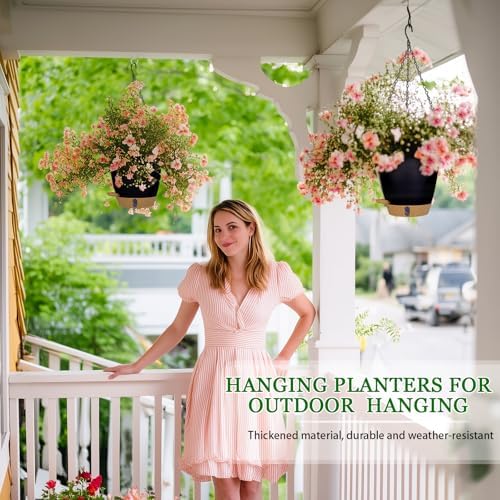 8 Inch Self Watering Hanging Planter for Indoor Outdoor Plants, 2 Pack