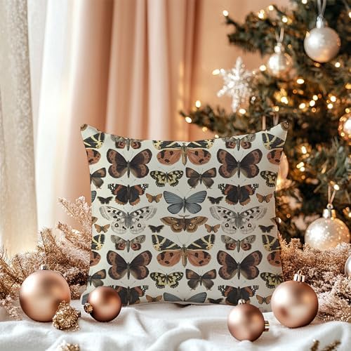 Butterfly Pillow Covers 18x18, Vintage Moth Cottagecore Pillow Covers for Couch Bed, Cottagecore Room Decor, Butterfly Gifts for Women