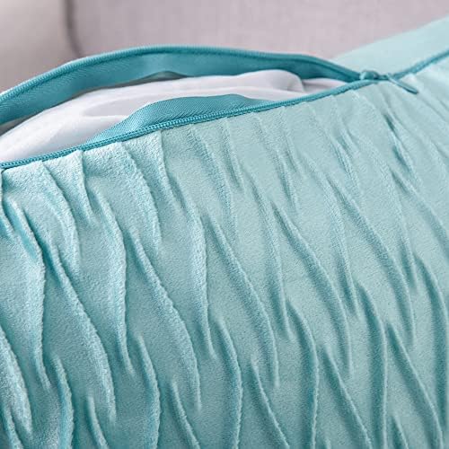 MADIZZ Set of 2 Super Soft Velvet Decorative Throw Pillow Covers 12x20 inch Aqua Rectangular with Texture Luxury Style Cushion Case Pillow Shell for Sofa Bedroom
