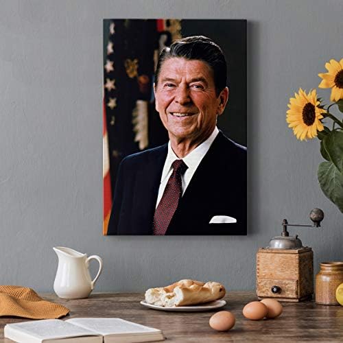Renditions Gallery Ronald Reagan Presidental Portrait Wall Art, Premium Gallery Wrapped Canvas Decor, Ready to Hang, 36 in H x 24 in W, Made in America Print