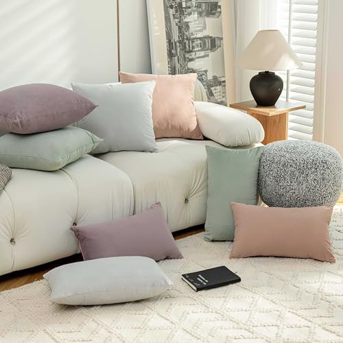 Home Brilliant Decorative Euro Shams Covers 26 x 26 inch Velvet Pillow Covers for Couch Bench Sofa Bedroom 26x26, Set of 2, Rock Gray