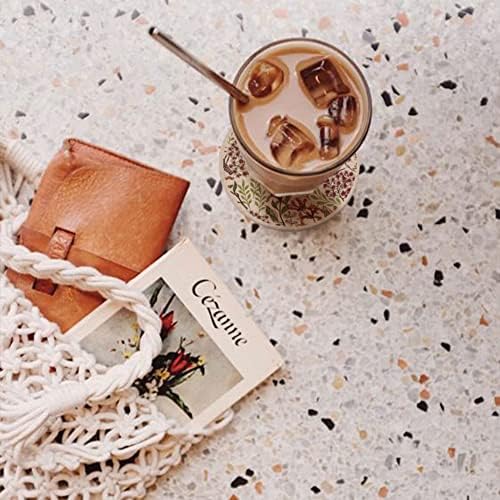 AD Set of 6 Coasters for Drinks Absorbing Round Ceramic Stone Coaster with Cork Base,Tabletop Protection Mat for Mugs and Cups,Office,Kitchen (Bontanicals)