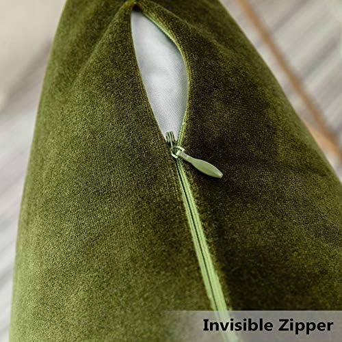 Home Brilliant Velvet 12x20 Throw Pillow Covers Rectangular Oblong Pillowcases Pillow Covers for Office Lounge Nursery Decor, Set of 2, 12 x 20 (30x50cm), Avocado Green