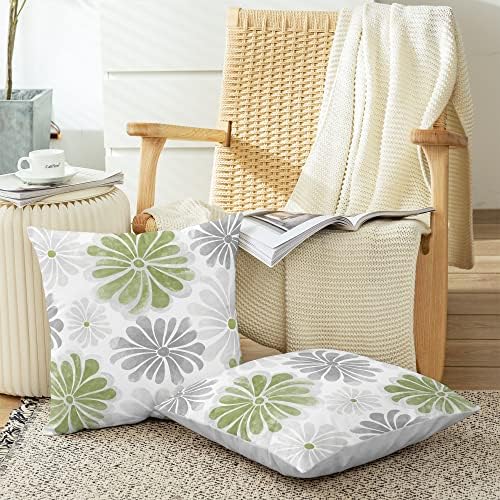CaliTime Decorative Couch Throw Pillow Covers, 16 X 16 Inches, Sage Green