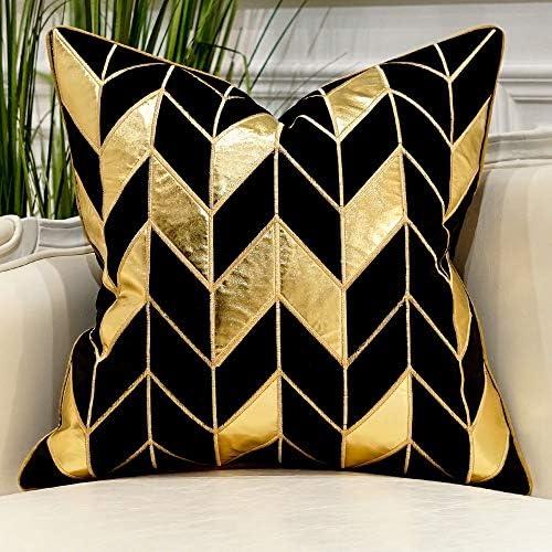 Avigers Throw Pillow Cover 18 x 18 Inch, Black，Gold, Velvet, Hidden Zipper