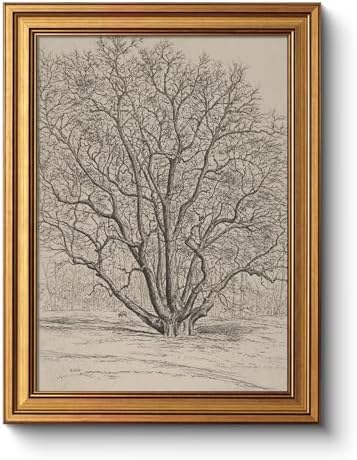 WHASAYART Gold Framed Vintage Wall Art for Living Room, Tree Painting Prints Shelf Decor for Kitchen, Sketch Bedroom Wall Art, Autumn Gifts for Friends or Family - Locust Tree 16L x 12W