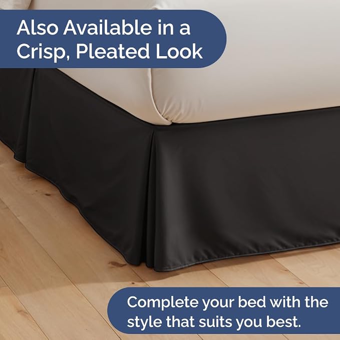 Bedskirt Twin Size Ruffle - Ruffled Bed Skirt - 12 Inch Drop - Black | Bedskirt with Platform, Ultra-Soft Premium Hotel Quality, Wrinkle Free, Fade & Shrink Resistant, for Women, Men, Kids & Teens
