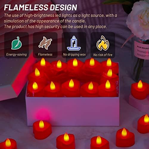 Cridoz Rose Petals for Romantic Night - Artificial Red Rose Petals with LED Candles for Decoration, Wedding, Valentine's Day
