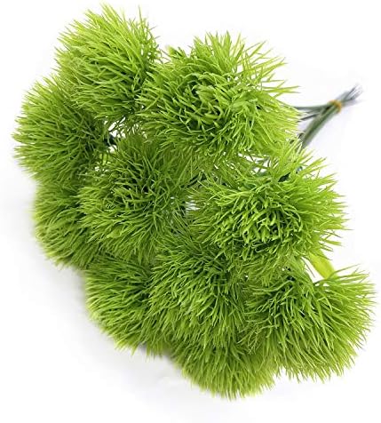 CATTREE Artificial Dandelion Flowers, Plastic Plants Shrubs Bushes Fake Grass Wedding Indoor Outdoor Home Garden Arrangements Party Decoration Planting Filler - Green 10 Pcs
