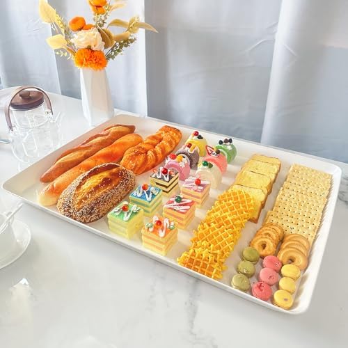 Serving Tray Platter, 22'' x 15'' x 1.6'', 2 Pcs Food Tray for Veggie Fruit Snack Dessert Cookie Cheese, Food Trays for Party Supplies Display, Large Platters for Serving Food, BPA Free
