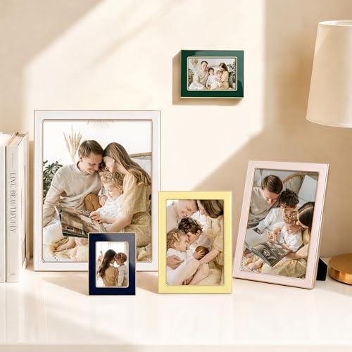 eletecpro 2.5x3.5 Enamel Picture Frame with Real Glass Cover, Green, 2-Pack