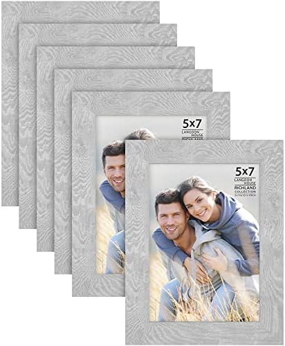 Langdon House 5x7 Picture Frames (Ash Gray, 6 Pack) Woodgrain Style, Richland Collection