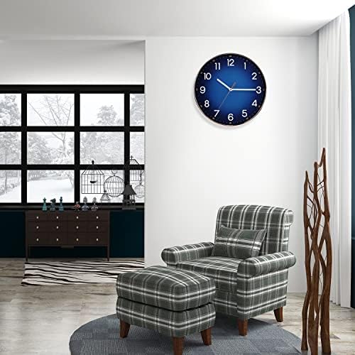 Navy Blue Wall Clock, Quality Quartz Silent Non-Ticking Battery Operated, 12" Modern Round Wall Clocks for Living Room Bedroom Kitchen Home Wall Decor(LJ)