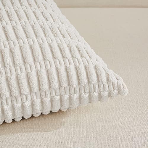 Fancy Homi 4 Packs Decorative Throw Pillow Covers for Living Room Couch Bed, Modern Farmhouse Boho Home Décor Accent Cushion Case, 20" x 20", White
