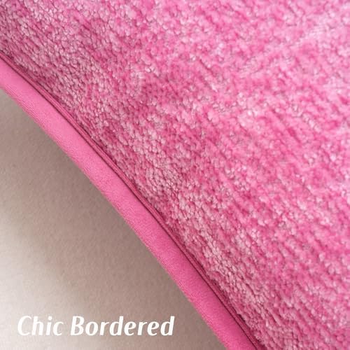 FUTEI Pack of 2 Chenille Soft Throw Pillow Covers 18x18 Inch, Hot Pink
