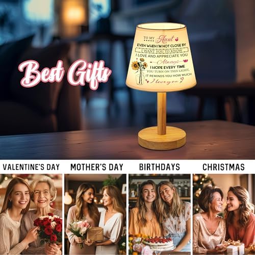Aunt Gifts Table Lamp, 3 Color Modes & Stepless Dimming Lamp for Aunt, Night Light Home Decor for Bedroom Office, Valentines Mothers Day Christmas Thanksgiving Birthday Gifts for Women Aunt