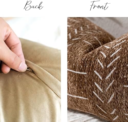 BlissBlush Boho Lumbar Throw Pillow Cover 14X36, Brown Decorative Long Accent Body Lumbar Pillow for Bed, Farmhouse Woven Textured Lumbar Pillowcase for Couch (Cover ONLY)