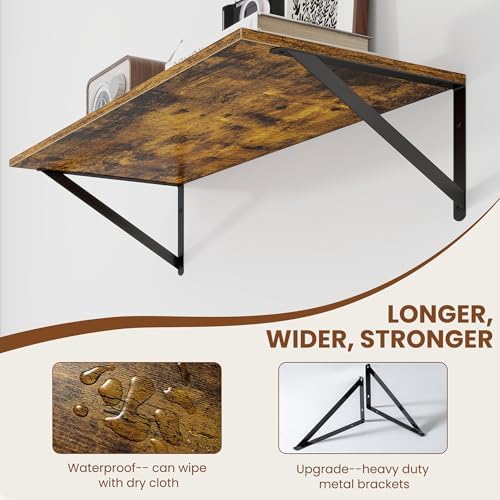 Heimlove 28W x 12D Deep Floating Shelves Set of 2 Rustic Brown