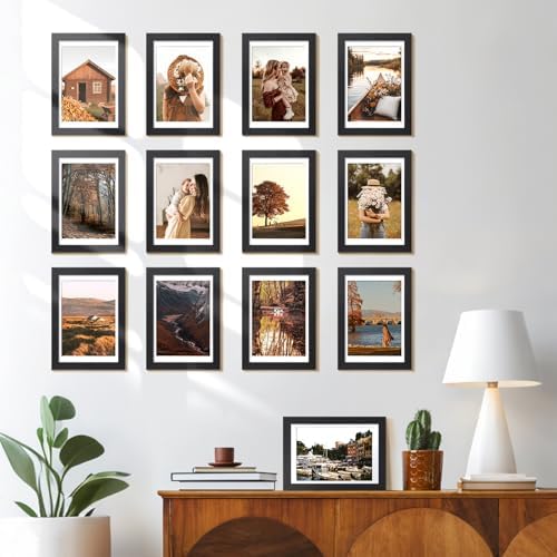 HappyHapi 4x6 Picture Frame Set of 10, Wall or Tabletop Display, Black
