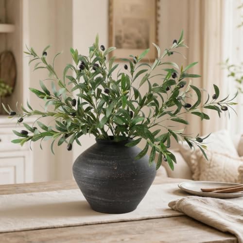 Leftover 4 Pcs 33.4'' Faux Tall Olive Branches for Vase Realistic,Tall Faux Greenery for Vase,Fake Plants,Eucalyptus Stems,Faux Stems for Centerpieces Decoration,Home Decor,Coffee Table Decor