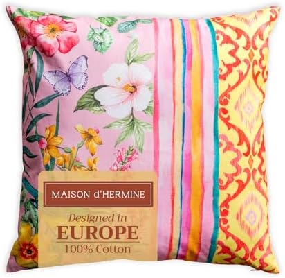 Maison d' Hermine Throw Pillow Covers 100% Cotton (18" x 18" - Pack of 1)